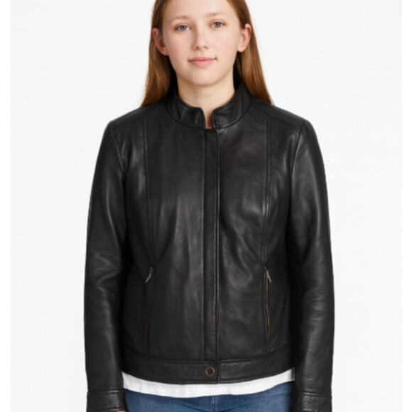 Laundry by Shelli Segal SZ XL Genuine Leather Jacket Gold Trim Buttery Soft - Picture 1 of 10